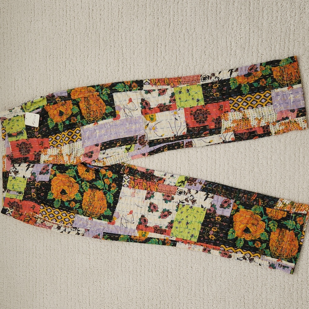 Free People Patchwork Multi-Color Straight Leg Tr… - image 4